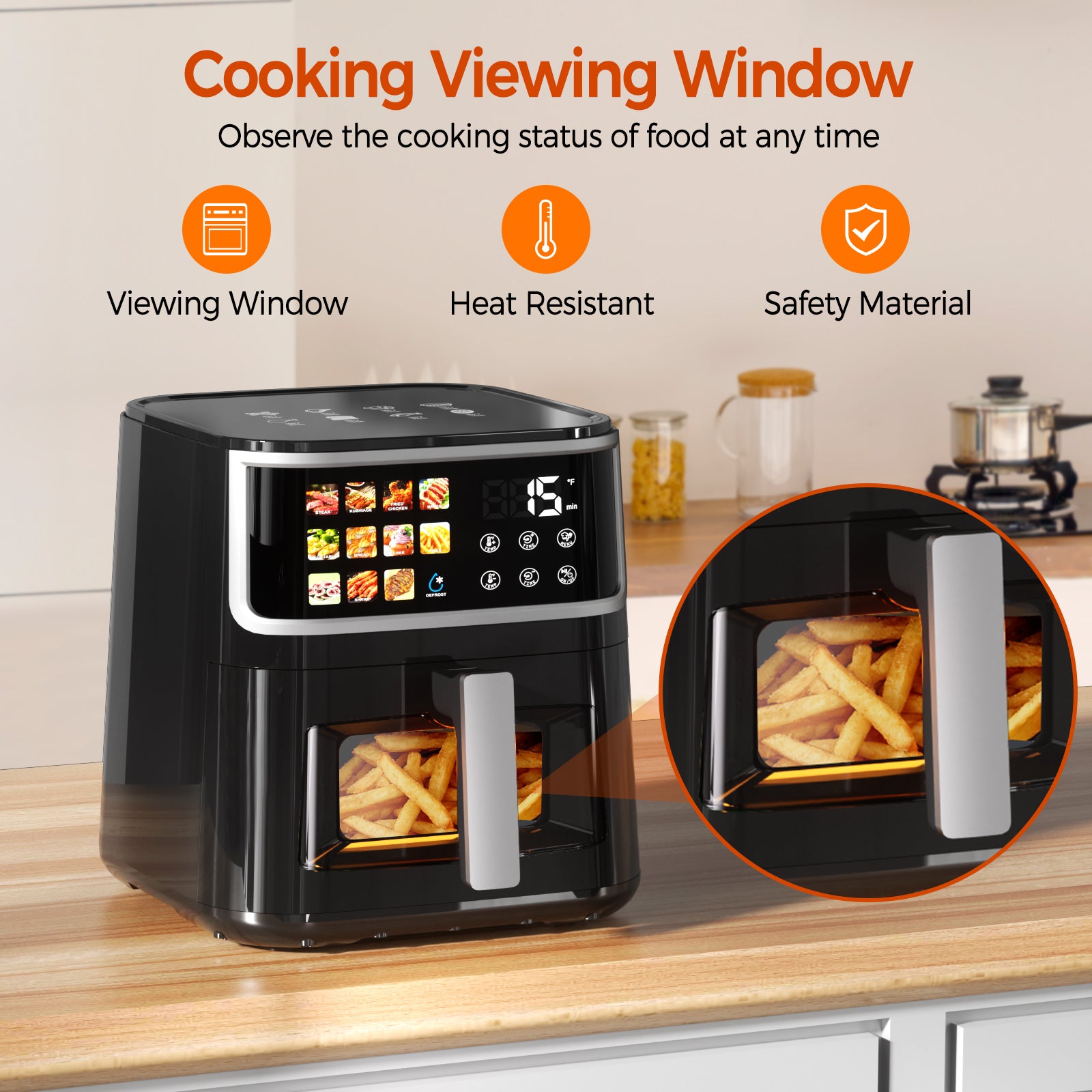 AF305 8L Heißluftfritteuse, Air Fryer mit LED-Touchdisplay & 11 Programmen,1700W