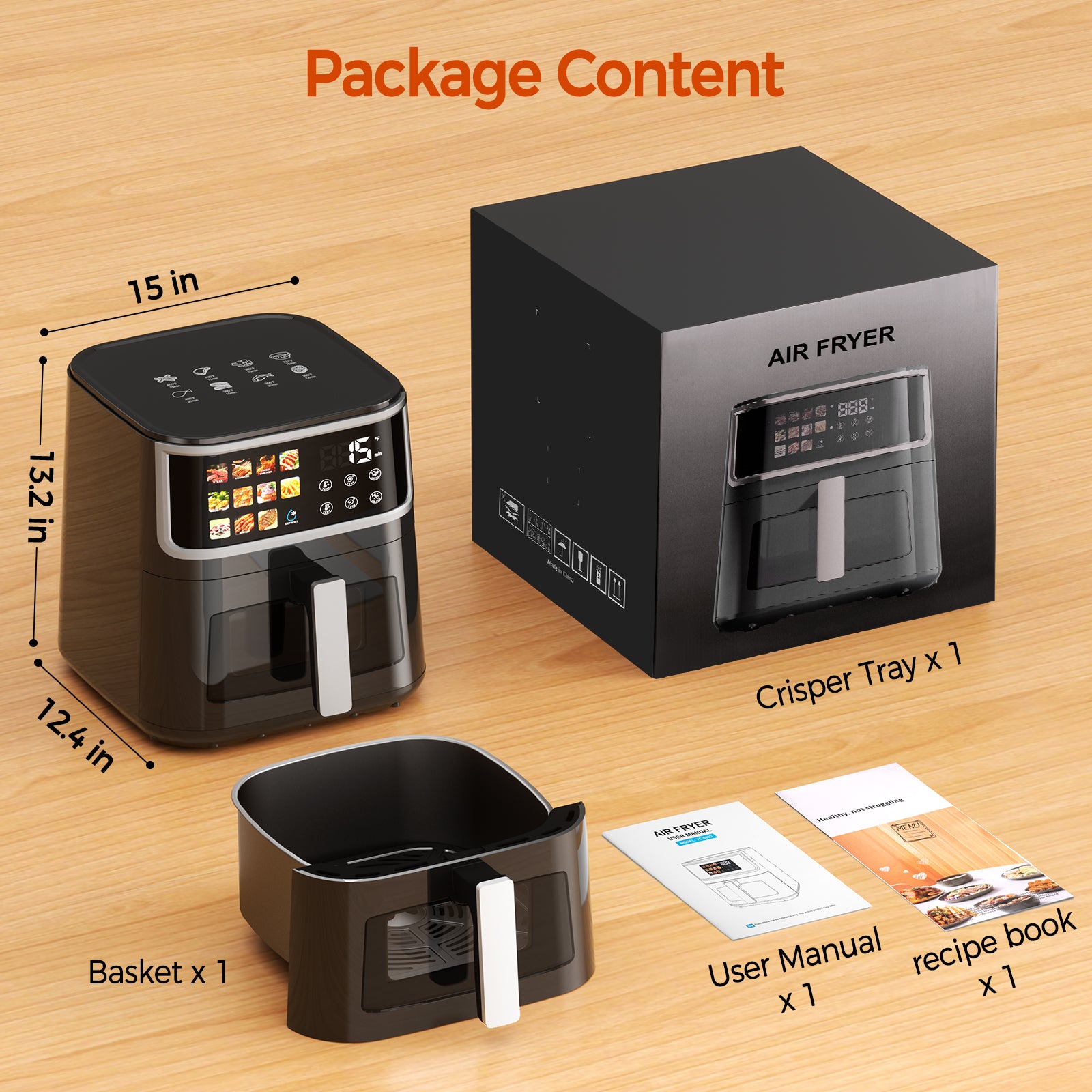 AF305 8L Heißluftfritteuse, Air Fryer mit LED-Touchdisplay & 11 Programmen,1700W