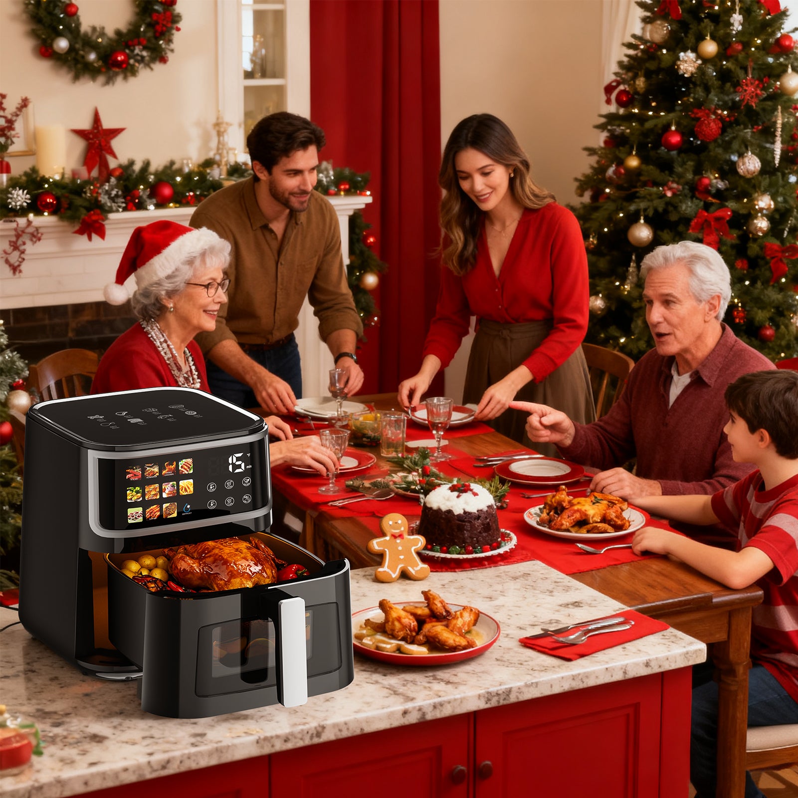 AF305 8L Heißluftfritteuse, Air Fryer mit LED-Touchdisplay & 11 Programmen,1700W