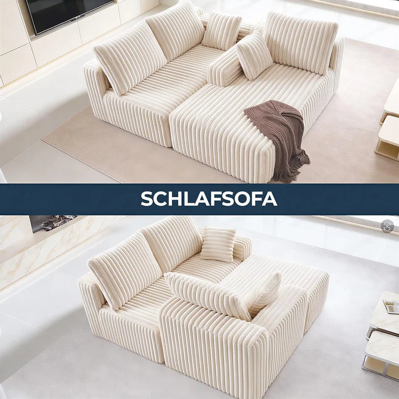 LHMSF01 Ecksofa Cord, Modulares Cloud Bodensofa ohne Aufbau, 263cm Couch L-Form