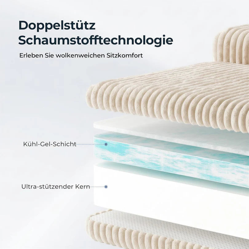 LHMSF01 Ecksofa Cord, Modulares Cloud Bodensofa ohne Aufbau, 263cm Couch L-Form