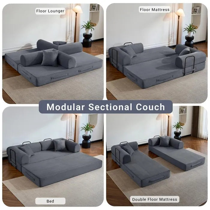 LHMSF04 Schlafsofa Klappbar, 200cm Cord Faltmatratze für Gäste, Schlafcouch