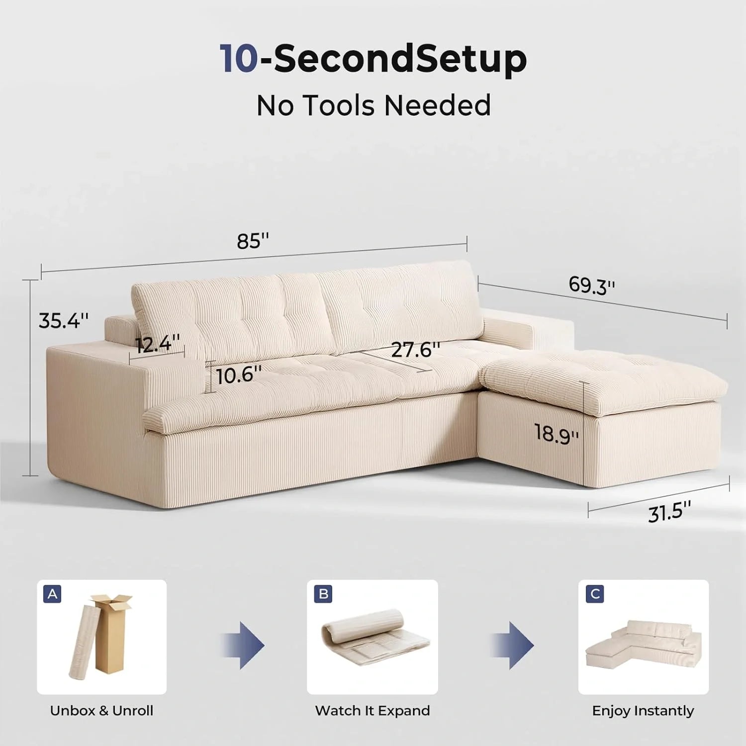 LHMSF13 Ecksofa L Form 215x175 tiefe Sitzfläche Cloud Sofa modulares Couch