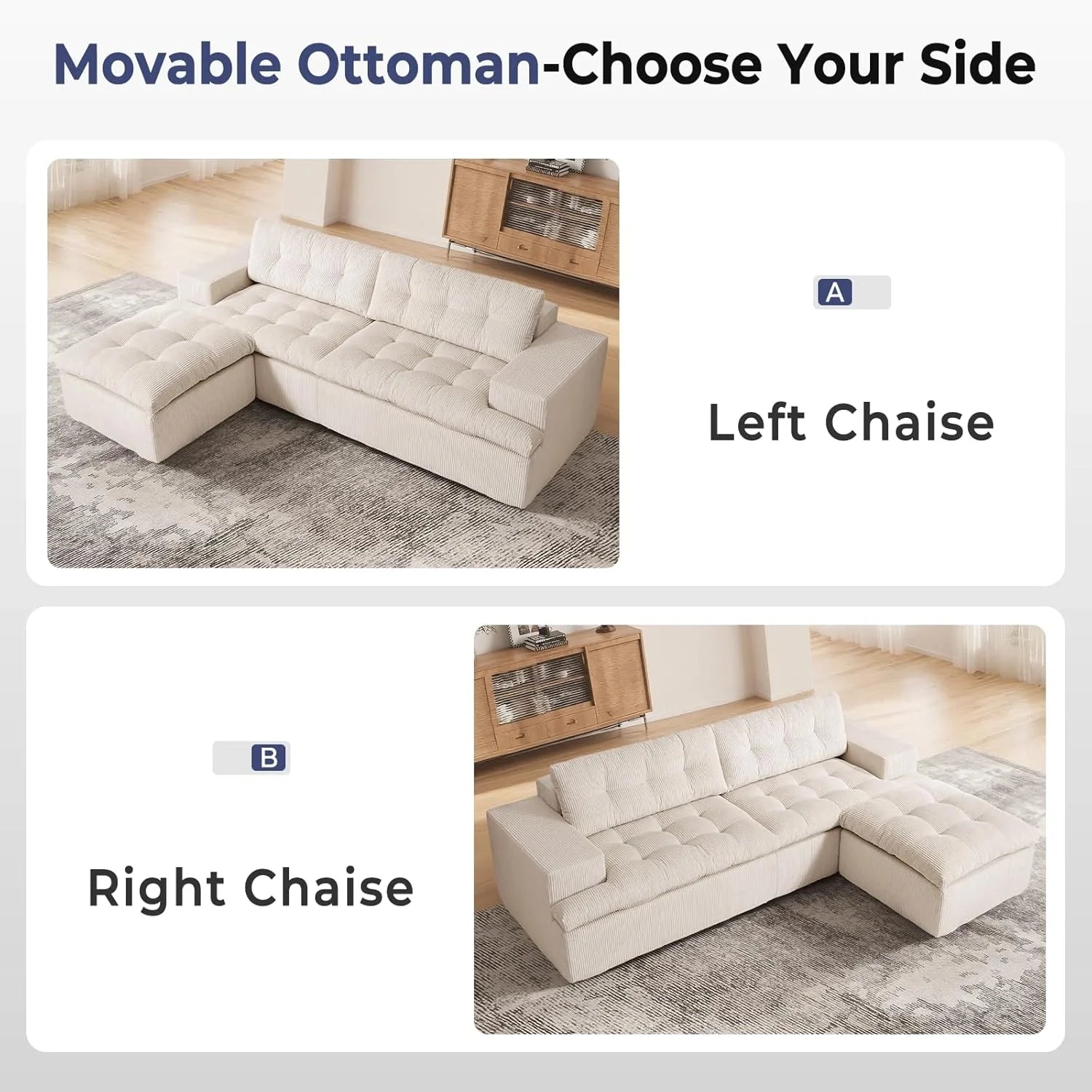 LHMSF13 Ecksofa L Form 215x175 tiefe Sitzfläche Cloud Sofa modulares Couch