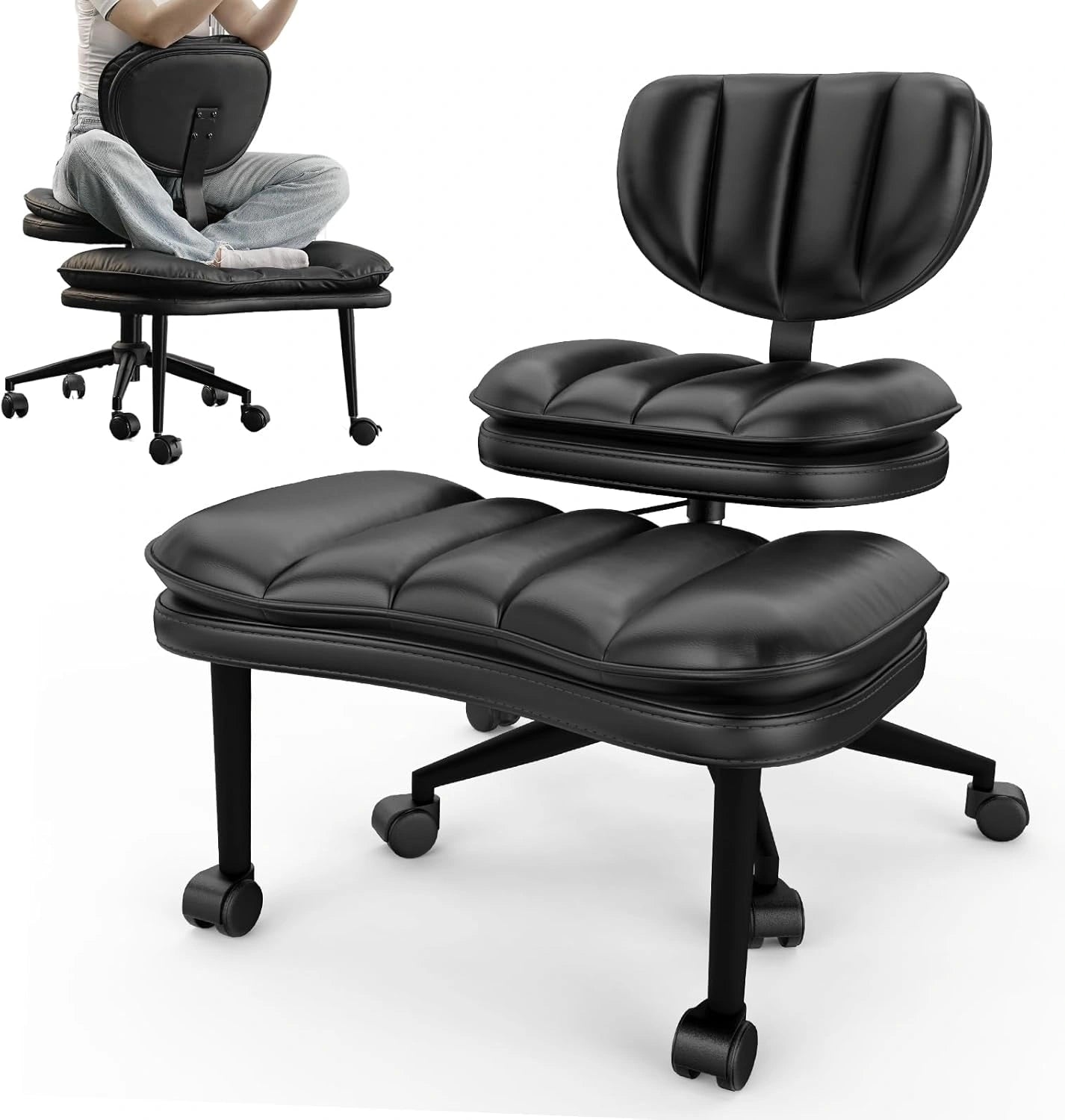 LPTYZ01 Bürostuhl ergonomisch für Schneidersitz breit Schreibtischstuhl 360° drehbar