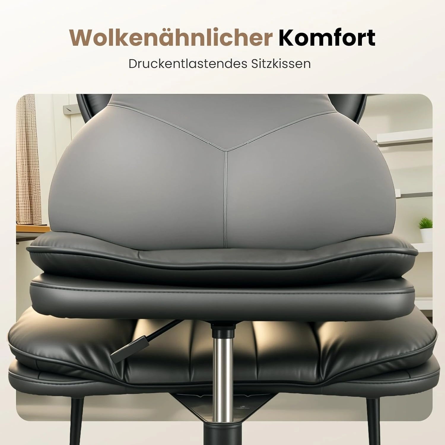 LPTYZ01 Bürostuhl ergonomisch für Schneidersitz breit Schreibtischstuhl 360° drehbar