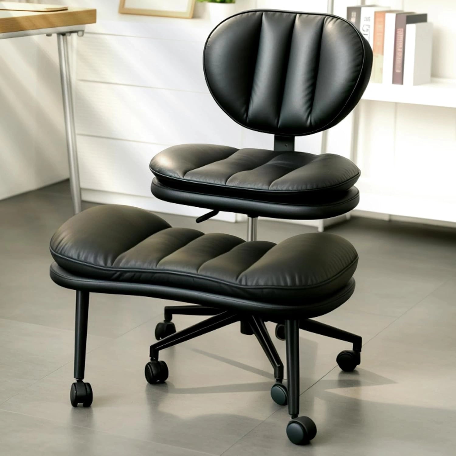 LPTYZ01 Bürostuhl ergonomisch für Schneidersitz breit Schreibtischstuhl 360° drehbar