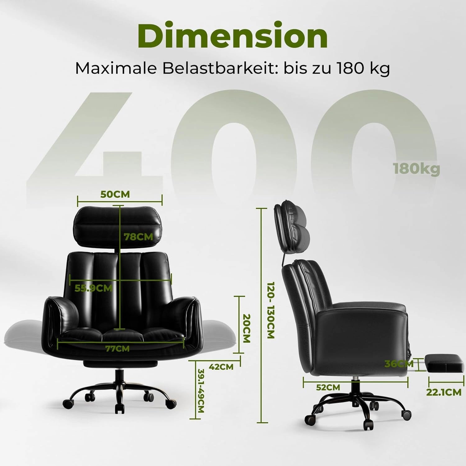 LBGYZ02 Ergonomischer Bürostuhl XXL Schreibtischstuhl mit Fußstütze für große Personen