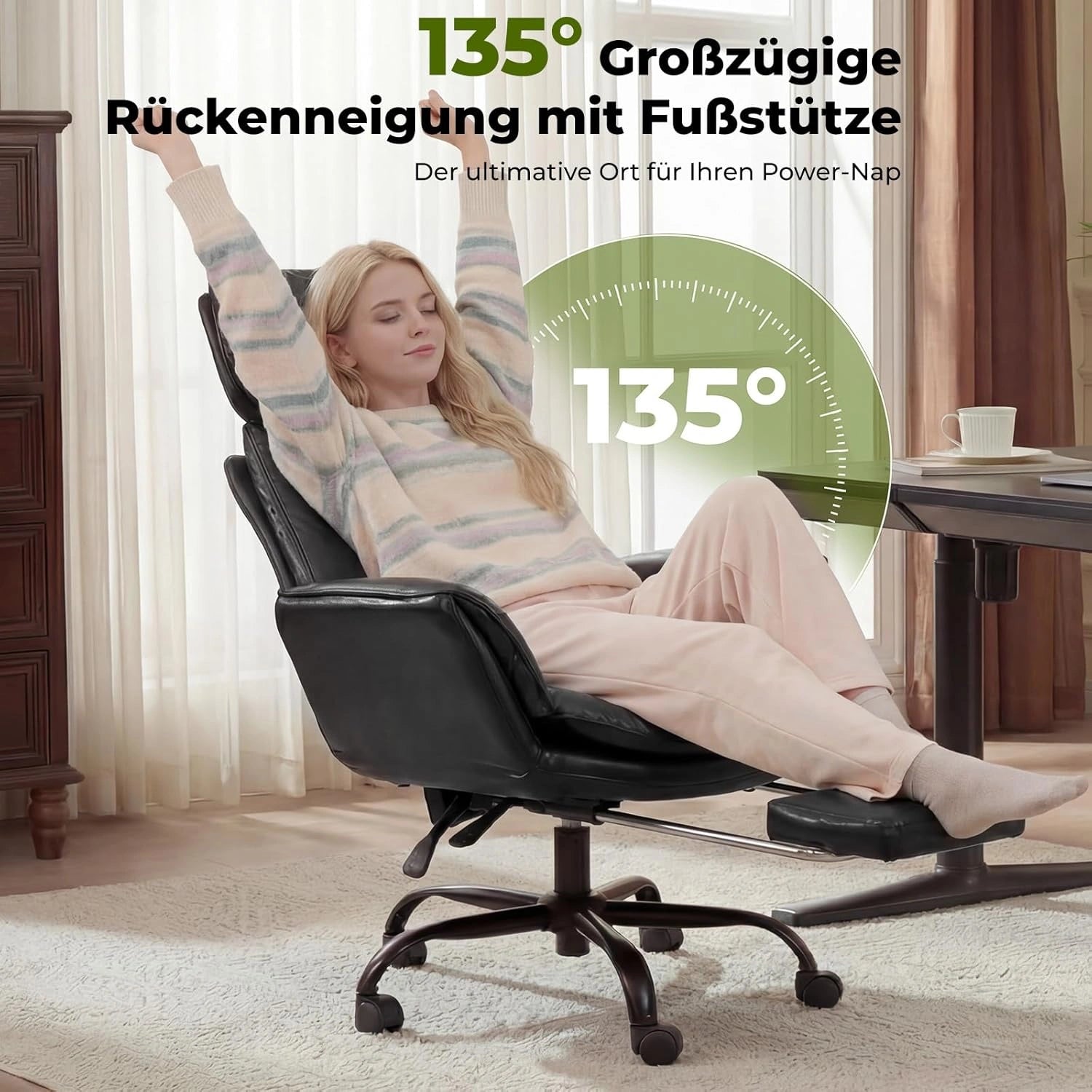 LBGYZ02 Ergonomischer Bürostuhl XXL Schreibtischstuhl mit Fußstütze für große Personen