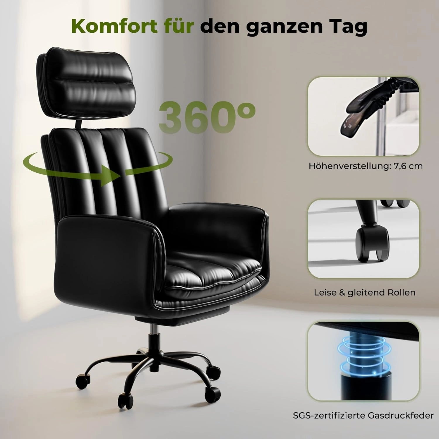 LBGYZ02 Ergonomischer Bürostuhl XXL Schreibtischstuhl mit Fußstütze für große Personen