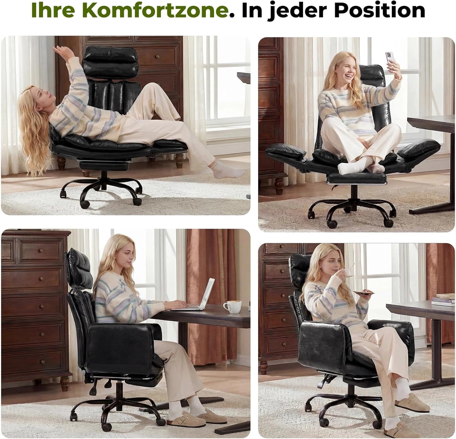 LBGYZ02 Ergonomischer Bürostuhl XXL Schreibtischstuhl mit Fußstütze für große Personen