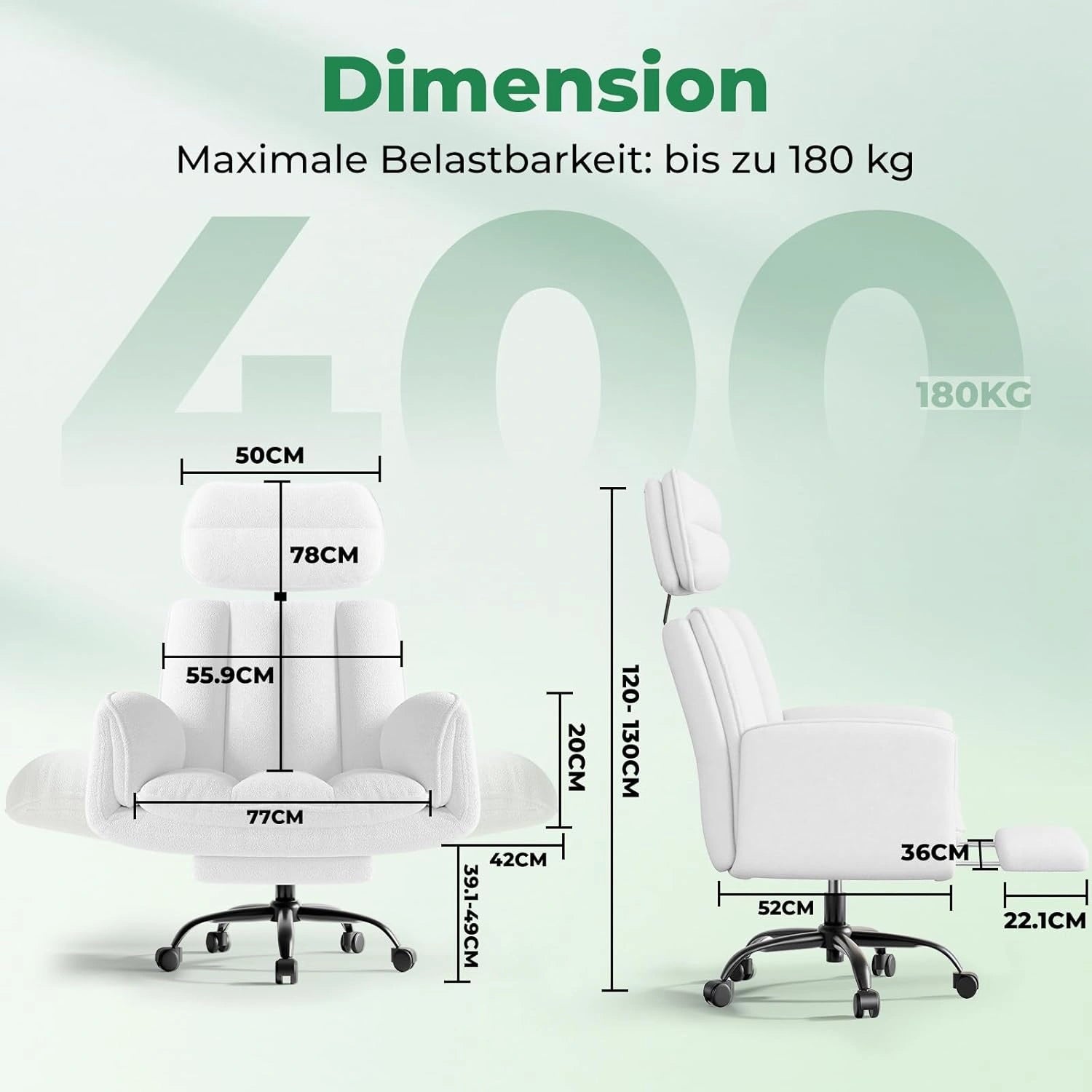 LBGYZ02 Ergonomischer Bürostuhl XXL Schreibtischstuhl mit Fußstütze für große Personen