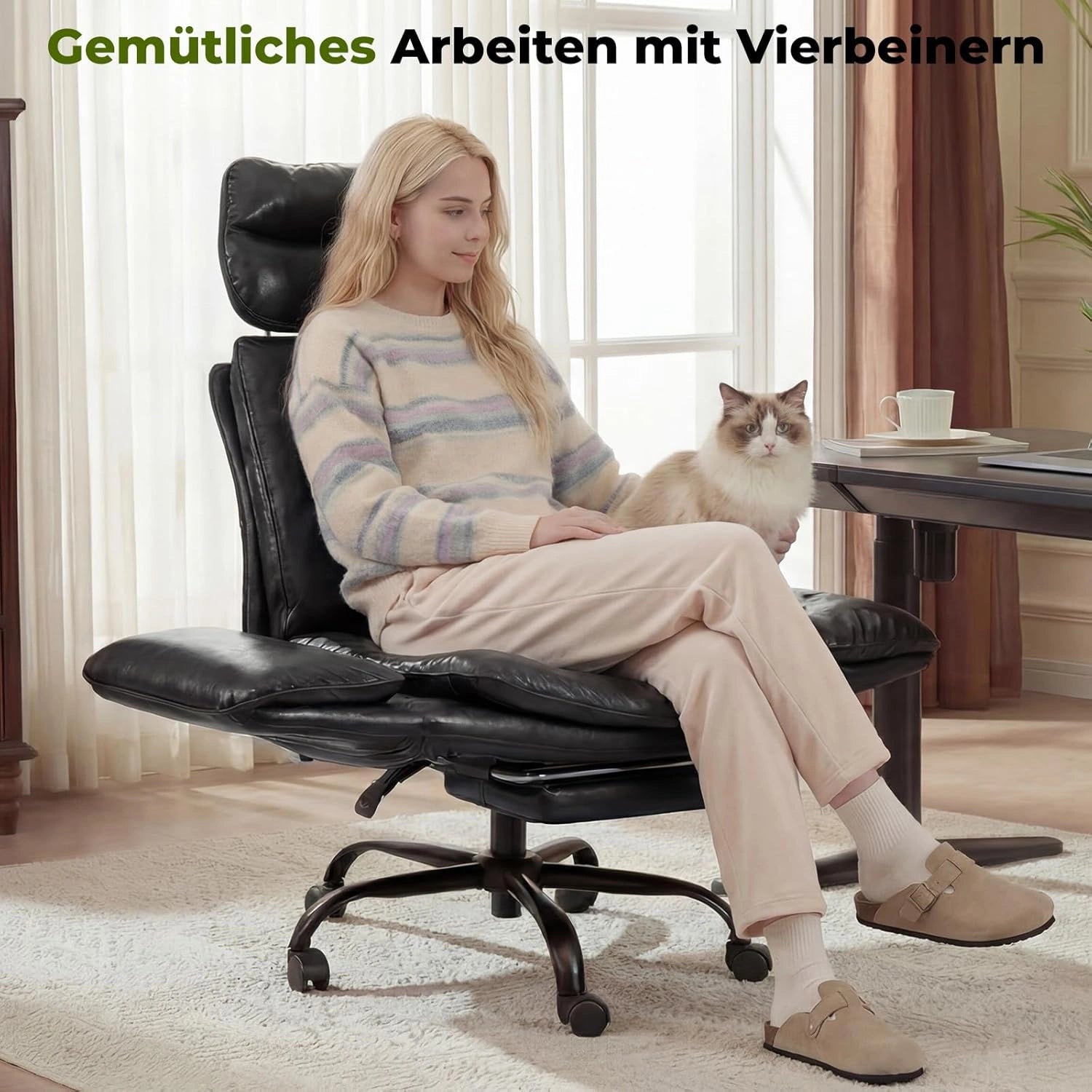 LBGYZ02 Ergonomischer Bürostuhl XXL Schreibtischstuhl mit Fußstütze für große Personen
